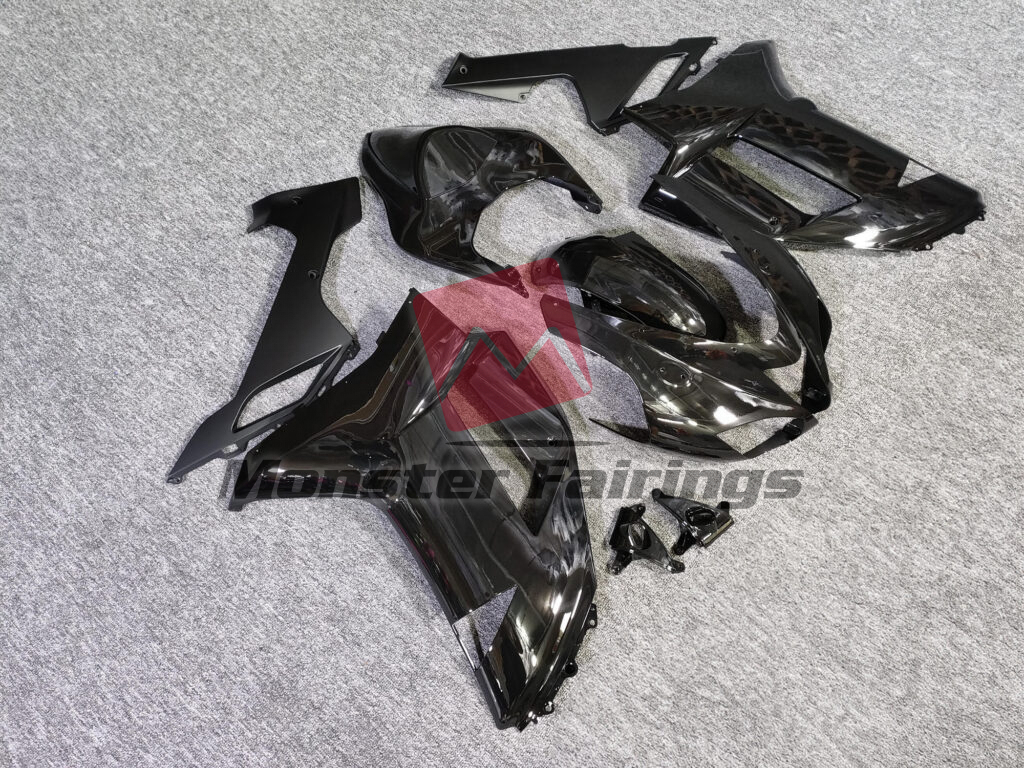 Kawasaki ZX6R custom ABS fairings 2007 - 2008 in Gloss & Matte Black - durable replacement kit, Monster Fairings