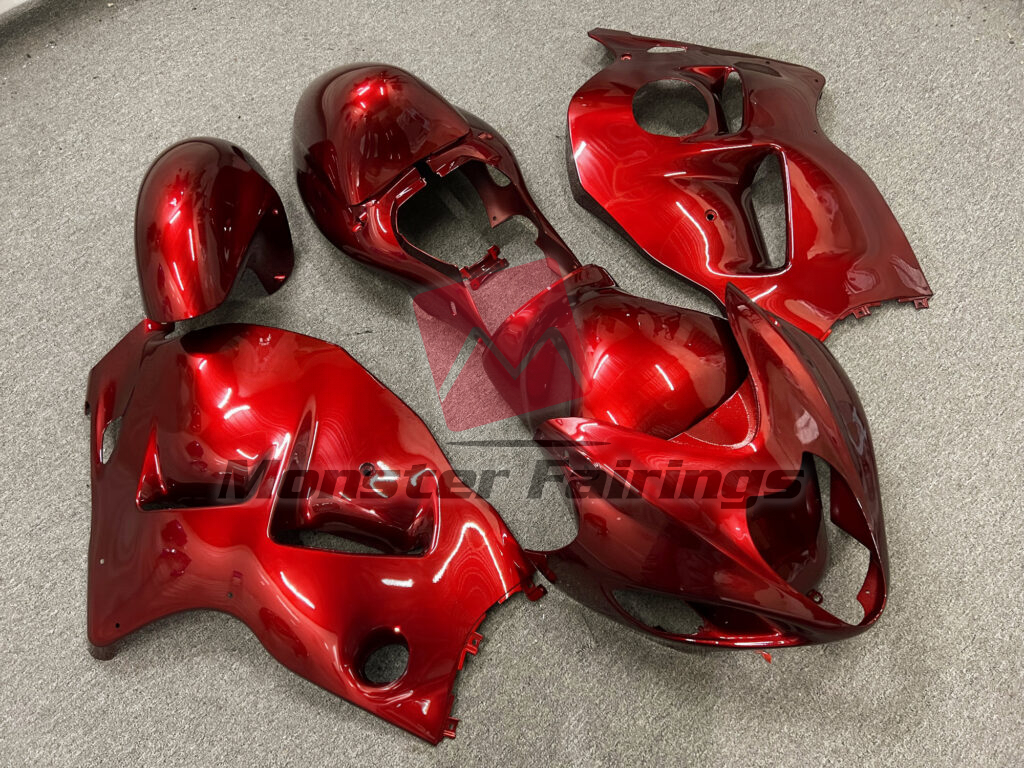 1997 - 2007 Suzuki GSXR1300 Gloss Fire Red fairing set - ABS injection, custom painted by Monster Fairings