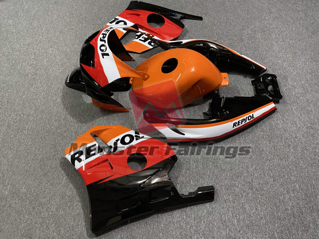 1990 - 1998 Honda CBR250RR Gloss Classic Repsol fairing set - ABS injection, custom painted by Monster Fairings