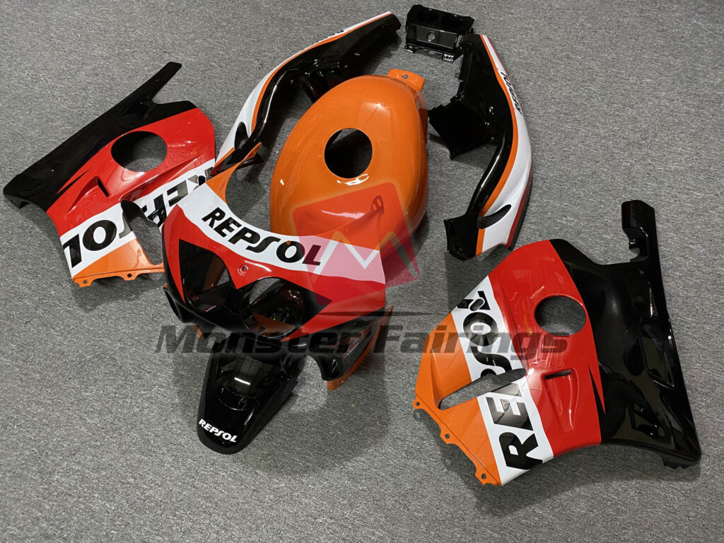 Honda CBR250RR custom ABS fairings 1990 - 1998 in Gloss Classic Repsol - durable replacement kit, Monster Fairings