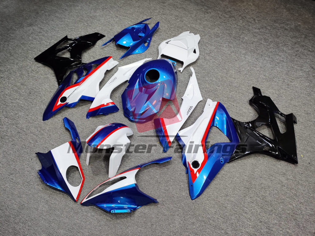Gloss Blue & White with Black ABS fairings for BMW S1000RR 2009 - 2014 - premium OEM fit kit by Monster Fairings