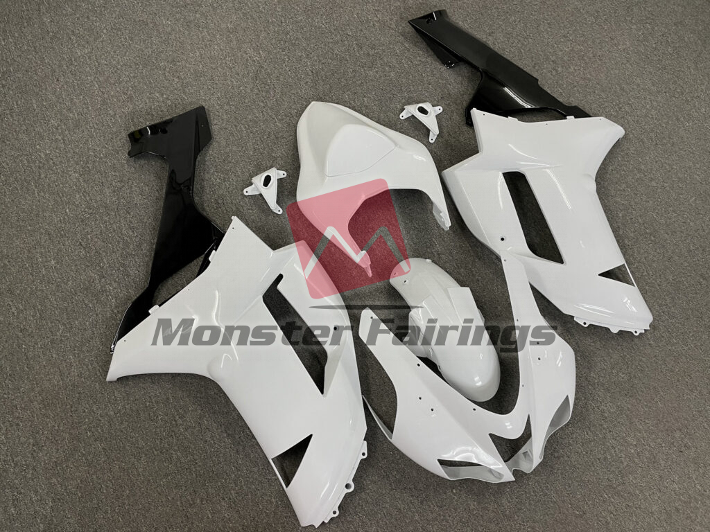 Gloss White Black ABS fairings for Kawasaki ZX6R 2007 - 2008 - premium OEM fit kit by Monster Fairings