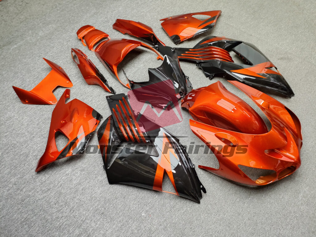 Kawasaki ZX14R custom ABS fairings 2006 - 2011 in Gloss Burnt Orange & Black - durable replacement kit, Monster Fairings