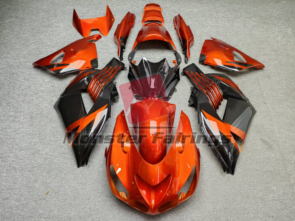 Kawasaki ZX14R 2006 - 2011 Gloss Burnt Orange & Black ABS fairings - custom motorcycle bodywork kit by Monster Fairings