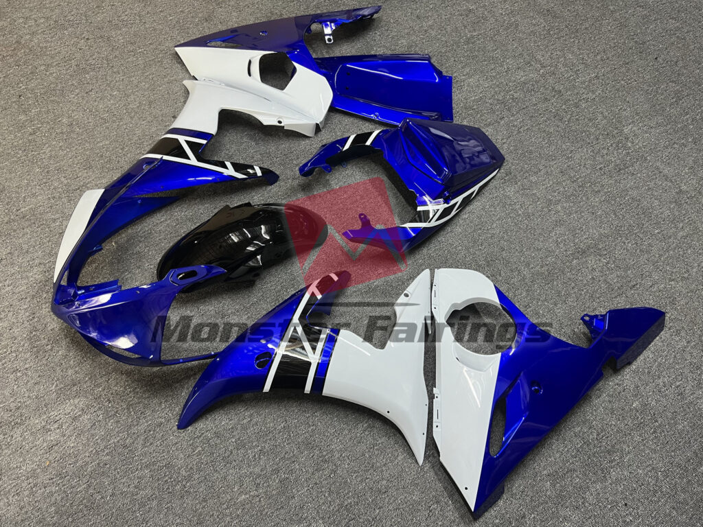 Yamaha R6 custom ABS fairings 2003 - 2004 in Blue White OEM Style - durable replacement kit, Monster Fairings