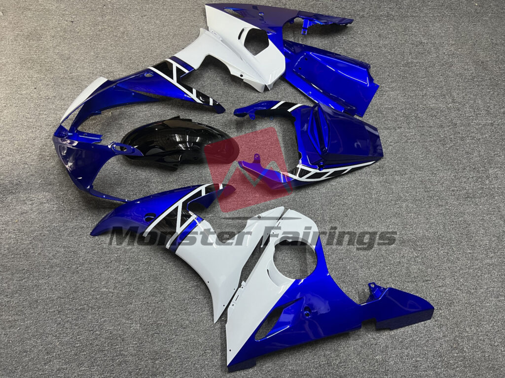 2003 - 2004 Yamaha R6 Blue White OEM Style fairing set - ABS injection, custom painted by Monster Fairings