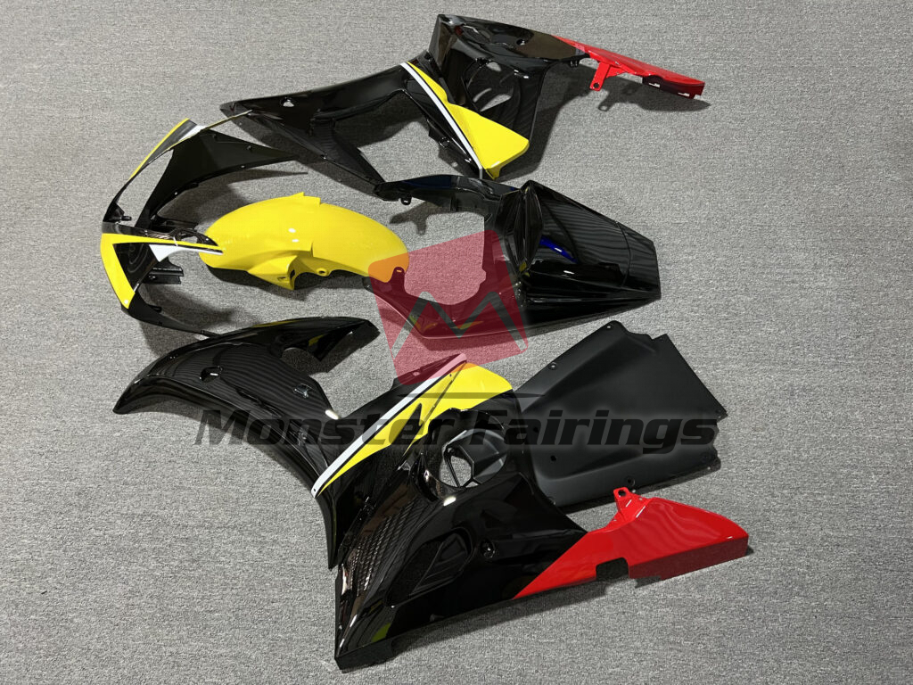 2003 - 2004 Yamaha R6 Gloss Black & Yellow with Red fairing set - ABS injection, custom painted by Monster Fairings