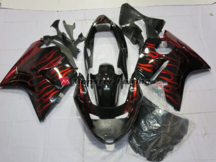 Honda CBR1100XX 1999 - 2007 Gloss Red Flame ABS fairings - custom motorcycle bodywork kit by Monster Fairings