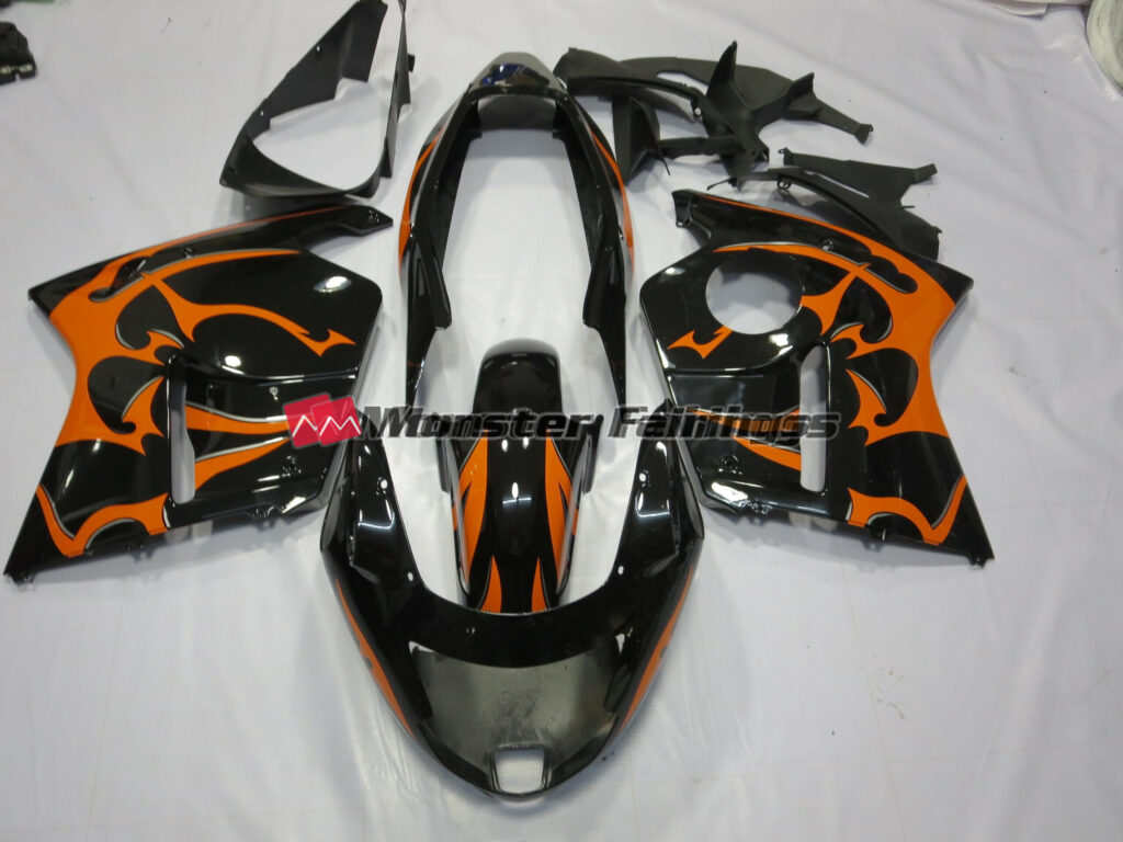 Honda CBR1100XX 1999 - 2007 Black Orange ABS fairings - custom motorcycle bodywork kit by Monster Fairings
