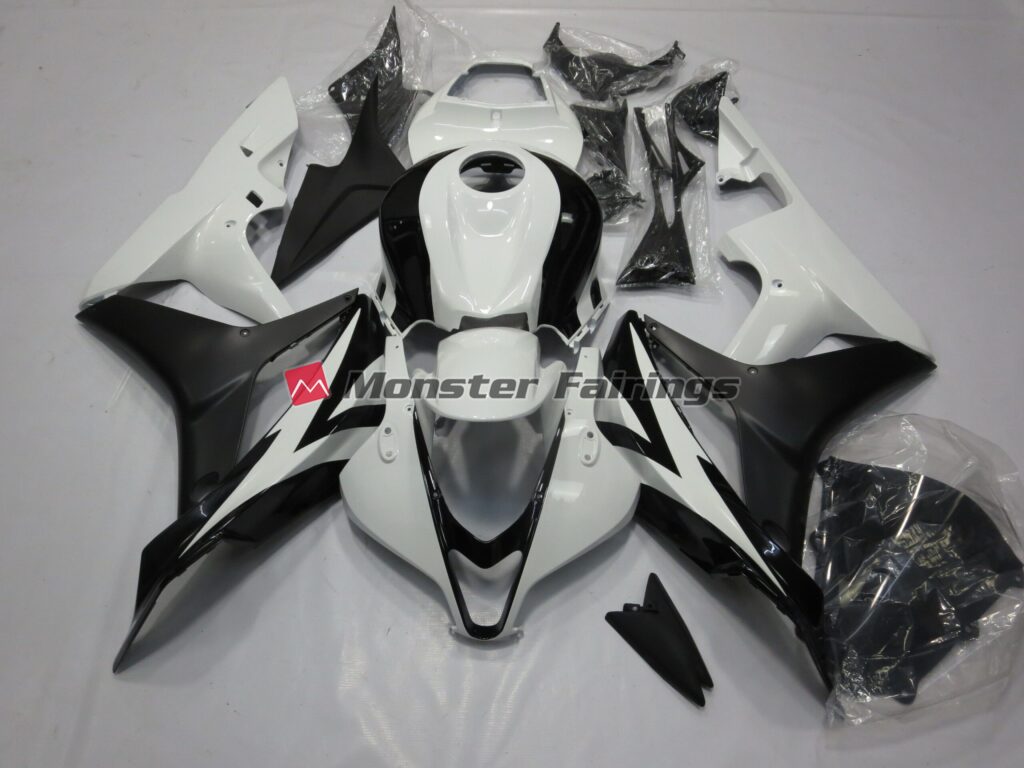 Honda CBR600RR 2007 - 2008 Clean Black White ABS fairings - custom motorcycle bodywork kit by Monster Fairings