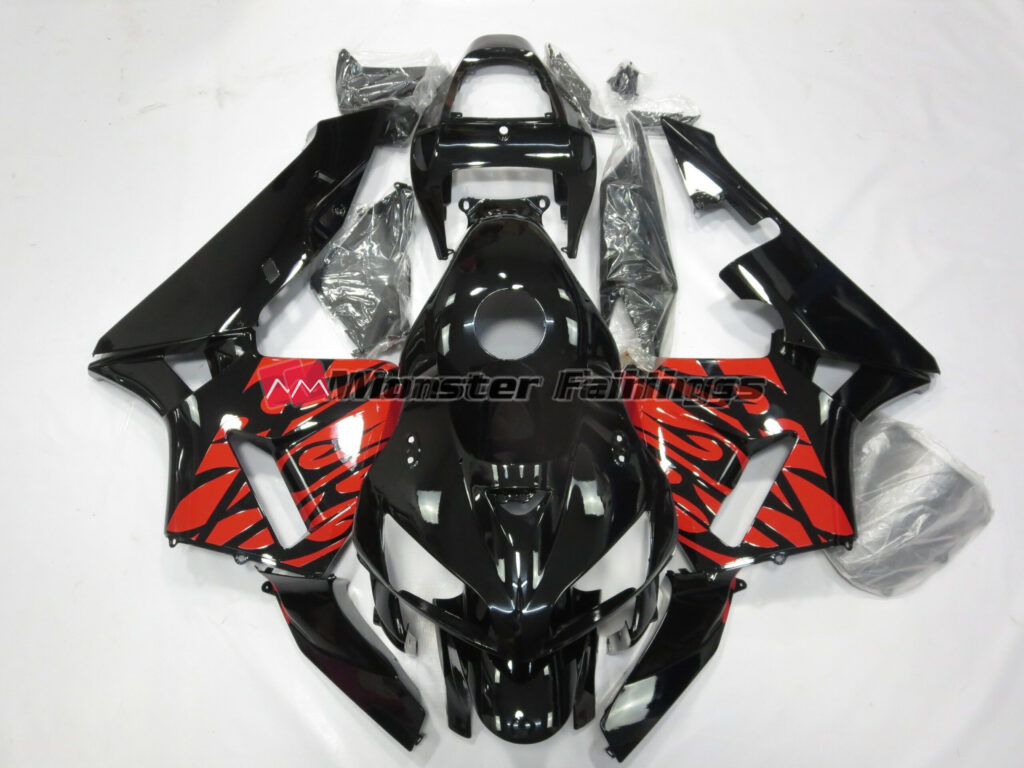 Honda CBR600RR 2005 - 2006 Black and Tribal Red ABS fairings - custom motorcycle bodywork kit by Monster Fairings