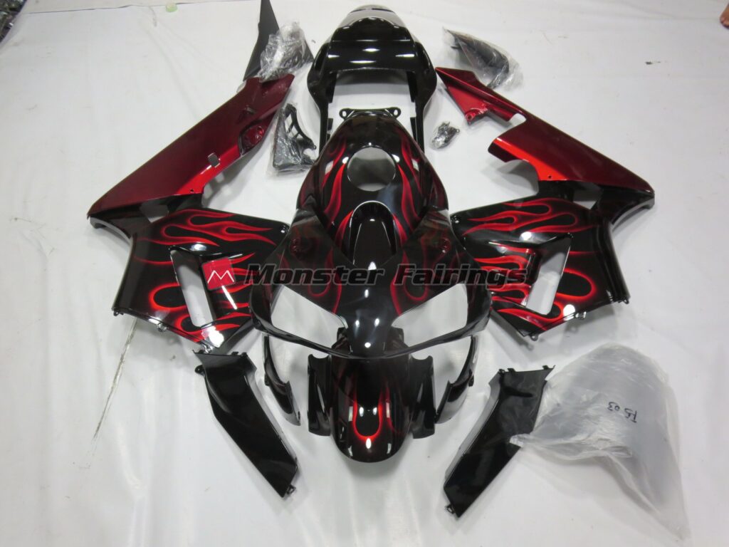 Honda CBR600RR 2003 - 2004 Red Flame ABS fairings - custom motorcycle bodywork kit by Monster Fairings
