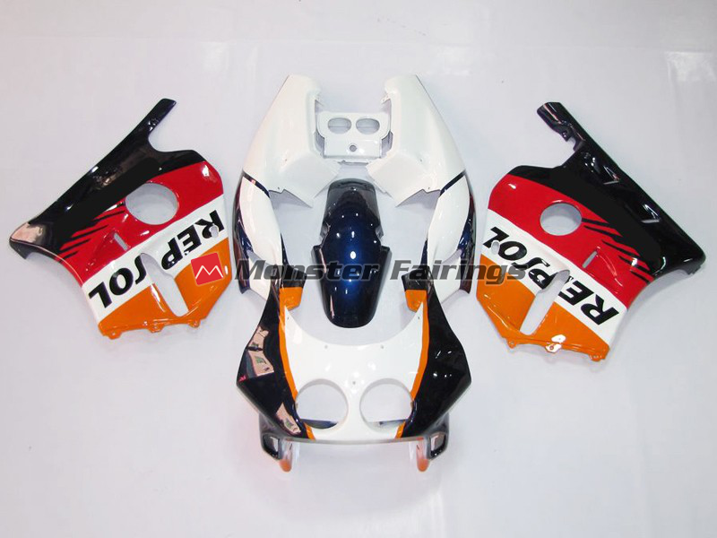 Honda CBR250RR 1990 - 1998 White Repsol ABS fairings - custom motorcycle bodywork kit by Monster Fairings