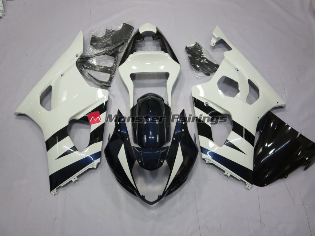 Suzuki GSXR 1000 2003 - 2004 White and Black ABS fairings - custom motorcycle bodywork kit by Monster Fairings