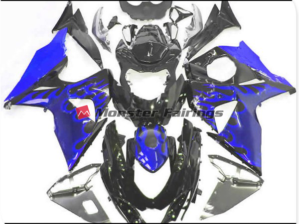 Suzuki GSXR 1000 2009 - 2016 Blue Flame ABS fairings - custom motorcycle bodywork kit by Monster Fairings