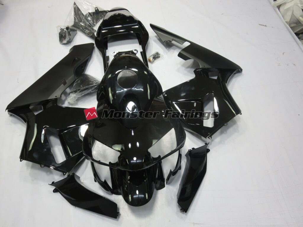 Honda CBR600RR 2003 - 2004 Gloss Black with Matte ABS fairings - custom motorcycle bodywork kit by Monster Fairings