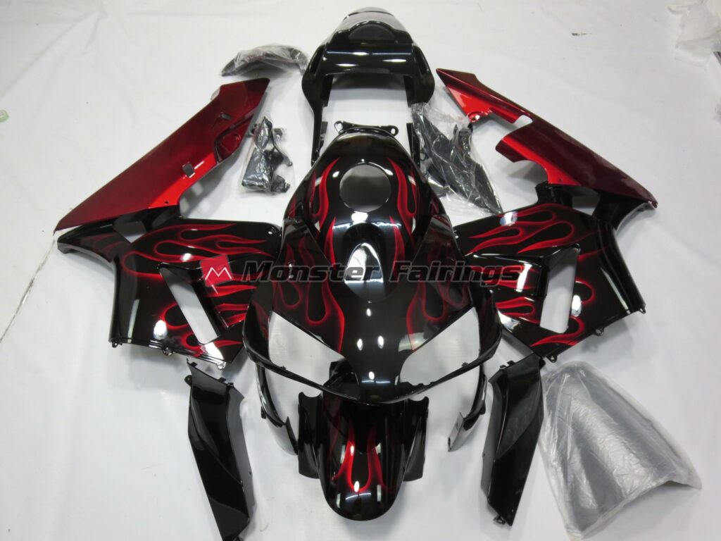 Honda CBR600RR 2003 - 2004 Red Flame ABS fairings - custom motorcycle bodywork kit by Monster Fairings