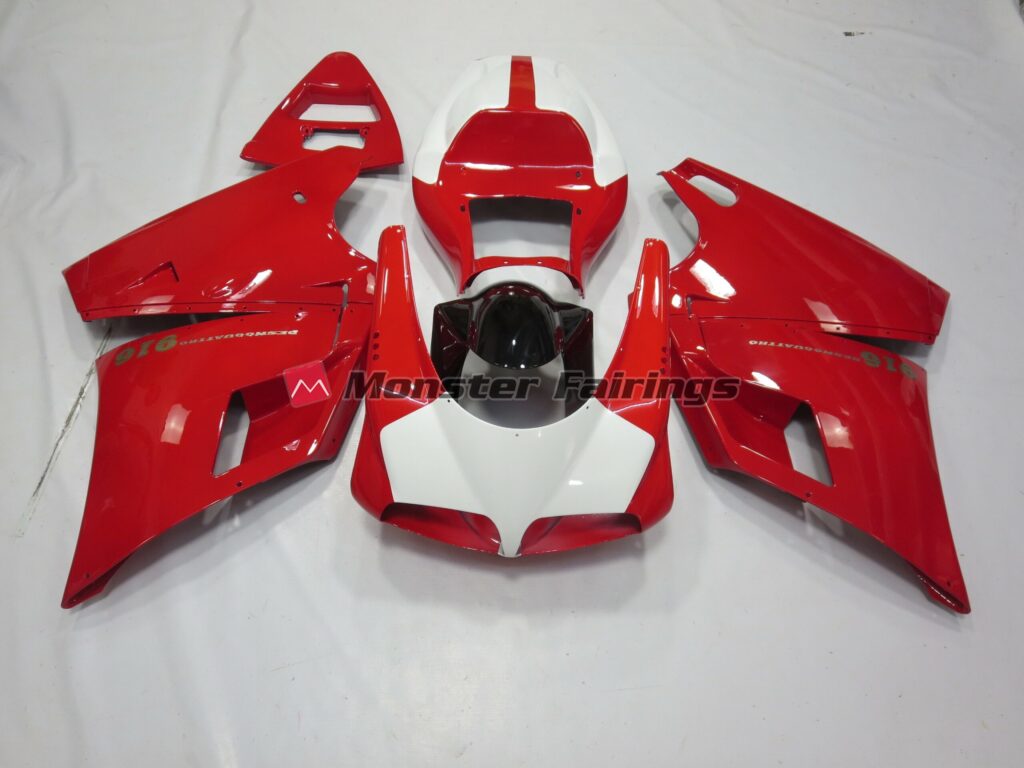 Ducati 996 748 916 998 Red and White ABS fairings - custom motorcycle bodywork kit by Monster Fairings