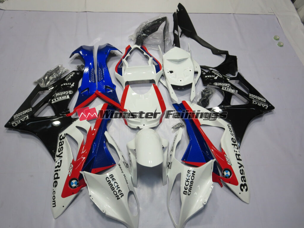 BMW S1000RR 2009 - 2014 White Blue ABS fairings - custom motorcycle bodywork kit by Monster Fairings