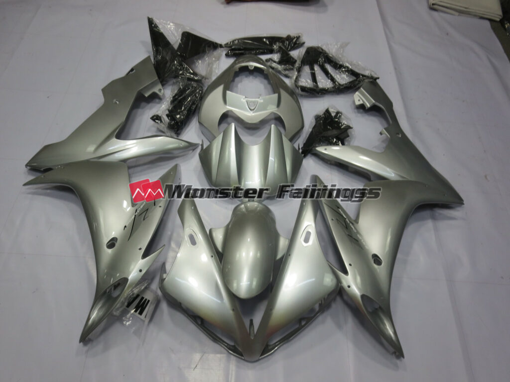 Yamaha R1 2004 - 2006 Gloss Silver ABS fairings - custom motorcycle bodywork kit by Monster Fairings