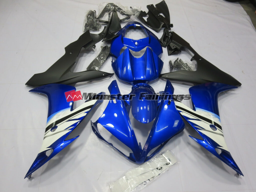 Yamaha R1 2004 - 2006 Blue and White ABS fairings - custom motorcycle bodywork kit by Monster Fairings