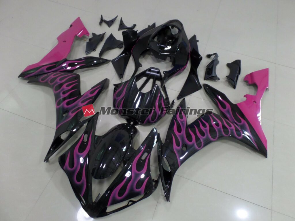 Yamaha R1 2004 - 2006 Pink Flame ABS fairings - custom motorcycle bodywork kit by Monster Fairings