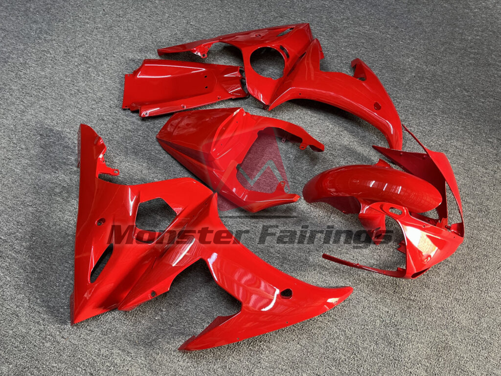 Yamaha R6 custom ABS fairings 2005 in Gloss Red - durable replacement kit, Monster Fairings