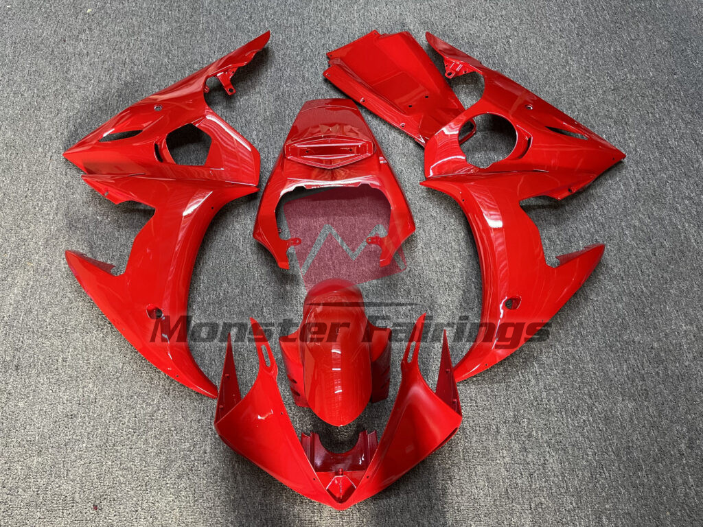 Yamaha R6 2005 Gloss Red ABS fairings - custom motorcycle bodywork kit by Monster Fairings