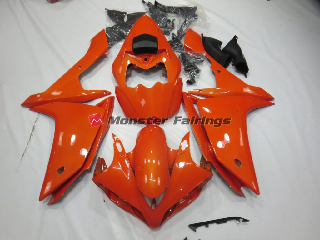Yamaha R1 2007 - 2008 Gloss Orange ABS fairings - custom motorcycle bodywork kit by Monster Fairings