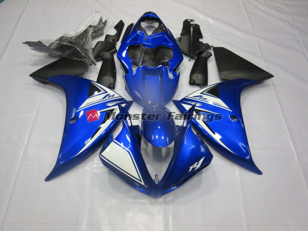 Yamaha R1 2012 - 2014 Blue and Black ABS fairings - custom motorcycle bodywork kit by Monster Fairings