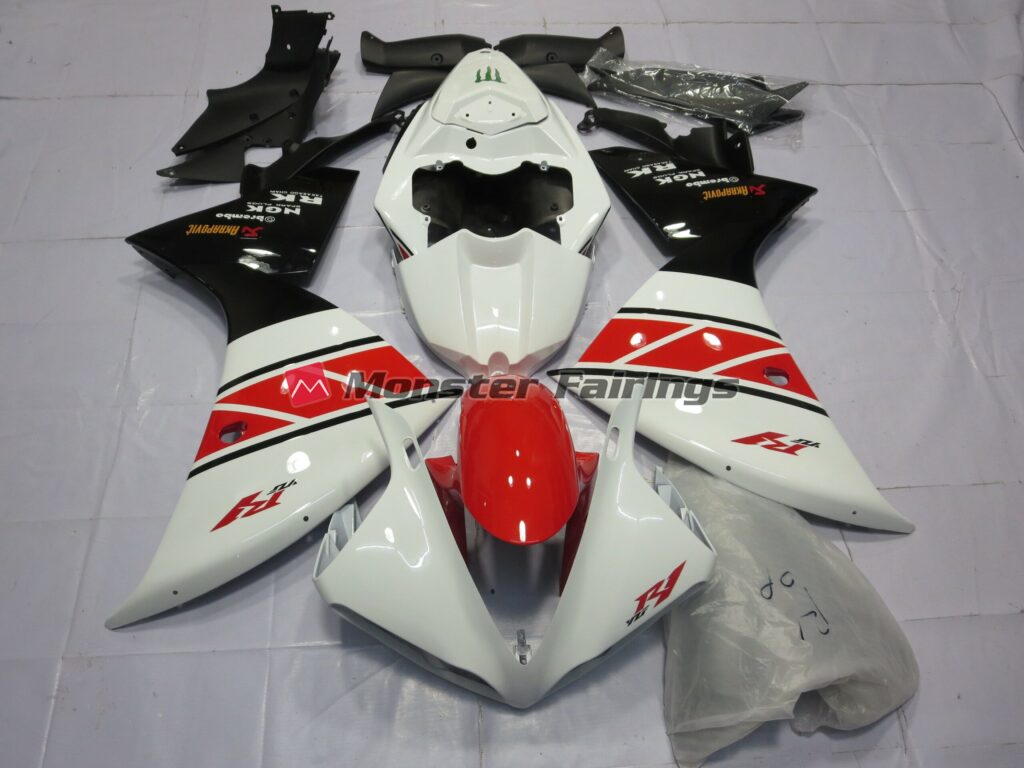 Yamaha R1 2012 - 2014 Red White and Black ABS fairings - custom motorcycle bodywork kit by Monster Fairings
