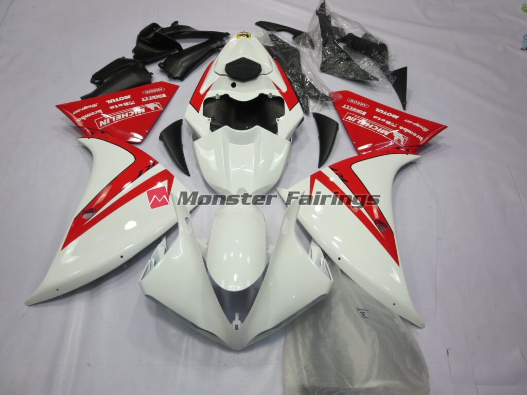 Yamaha R1 2012 - 2014 Red and White ABS fairings - custom motorcycle bodywork kit by Monster Fairings