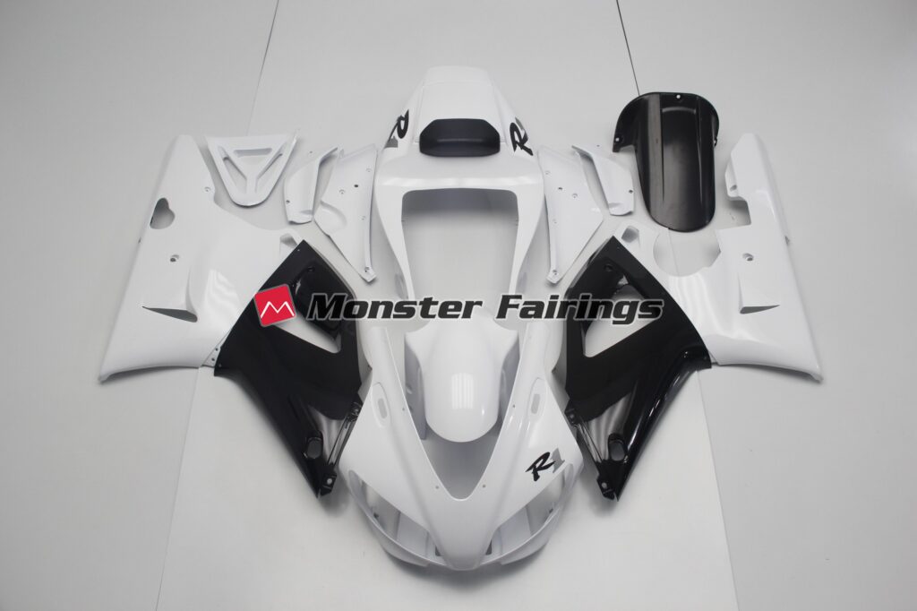 Yamaha R1 1998 - 1999 Black and White ABS fairings - custom motorcycle bodywork kit by Monster Fairings