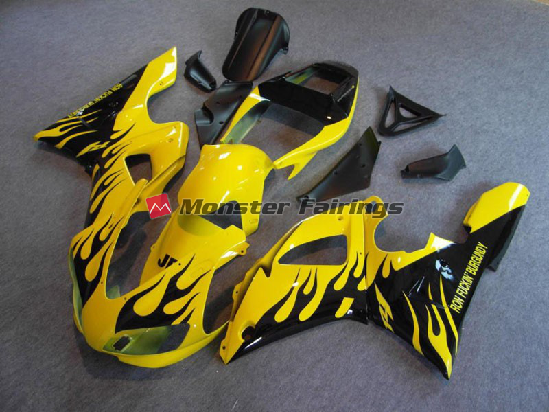 Yamaha R1 1998 - 1999 Yellow Flame ABS fairings - custom motorcycle bodywork kit by Monster Fairings