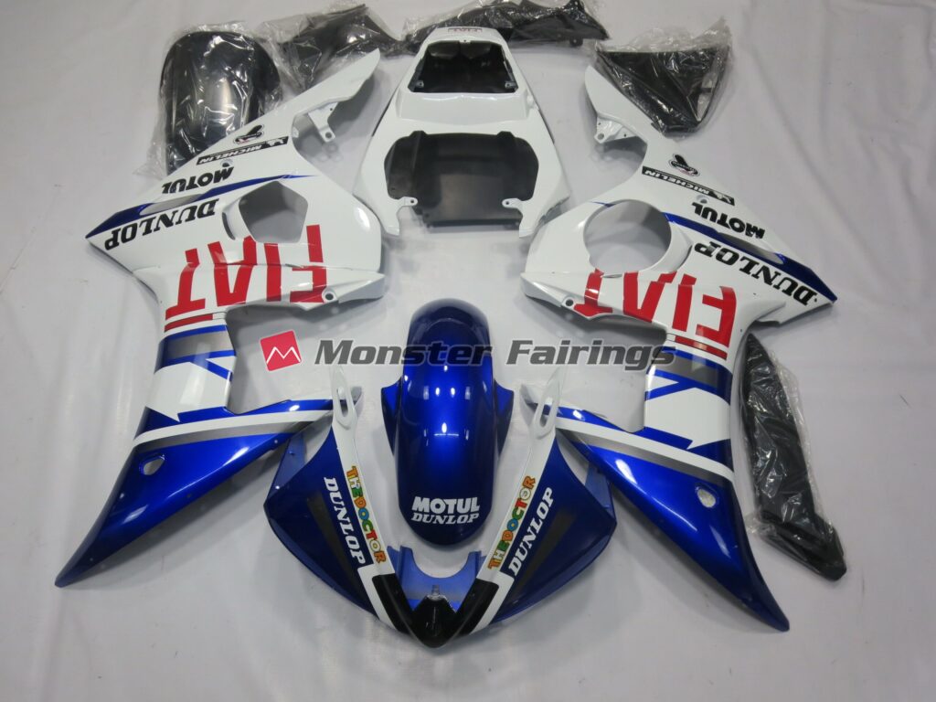 Yamaha R6 2003 - 2004 Fiat Deep Blue ABS fairings - custom motorcycle bodywork kit by Monster Fairings