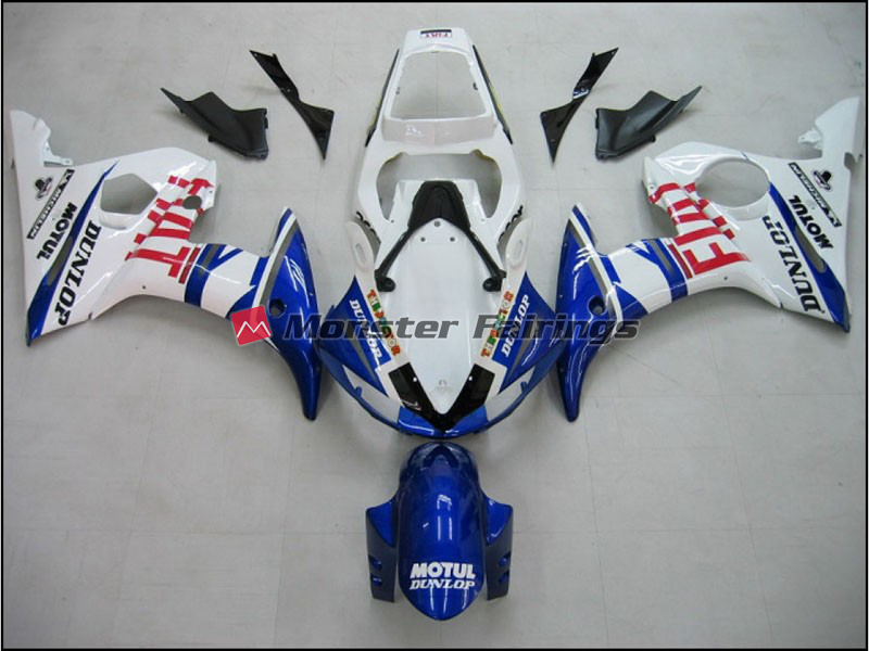 Yamaha R6 2003 - 2004 Blue Fiat ABS fairings - custom motorcycle bodywork kit by Monster Fairings
