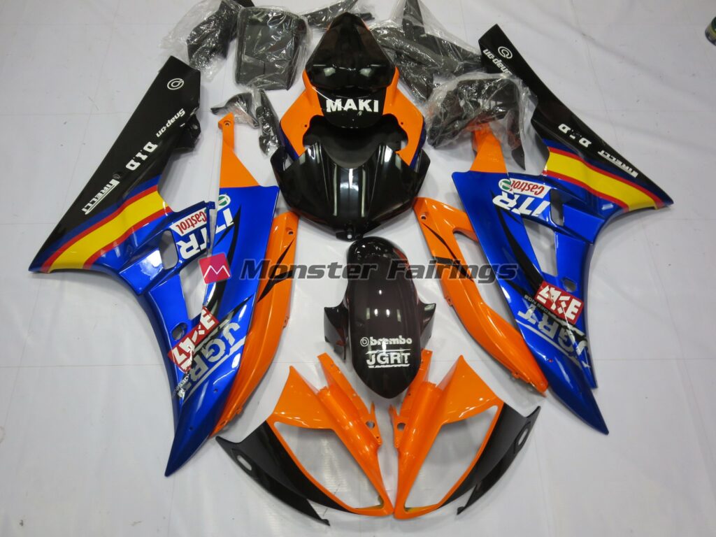 Yamaha R6 2006 - 2007 Blue Orange ABS fairings - custom motorcycle bodywork kit by Monster Fairings
