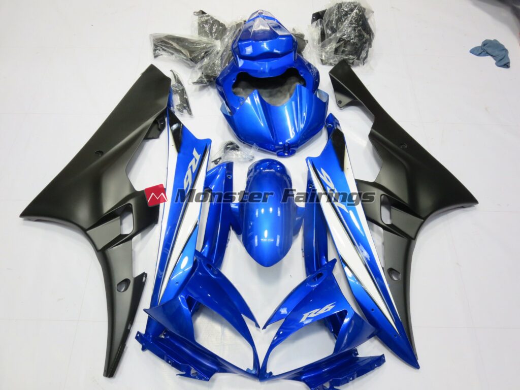 Yamaha R6 2006 - 2007 Blue Matte Black ABS fairings - custom motorcycle bodywork kit by Monster Fairings