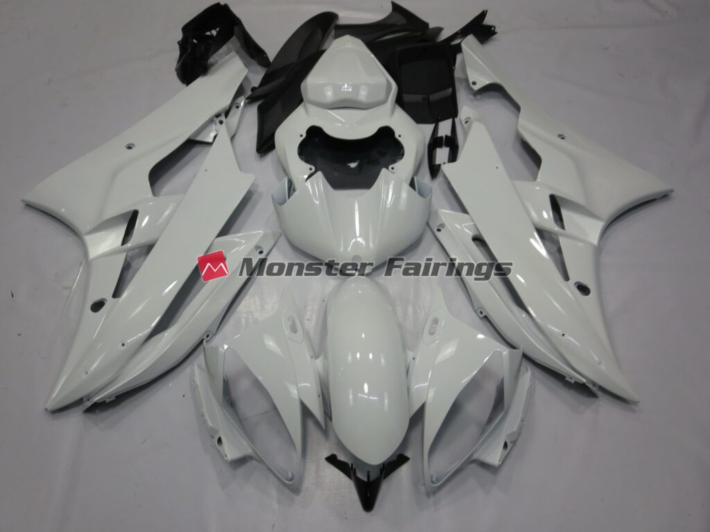 Yamaha R6 2006 - 2007 White Gloss ABS fairings - custom motorcycle bodywork kit by Monster Fairings