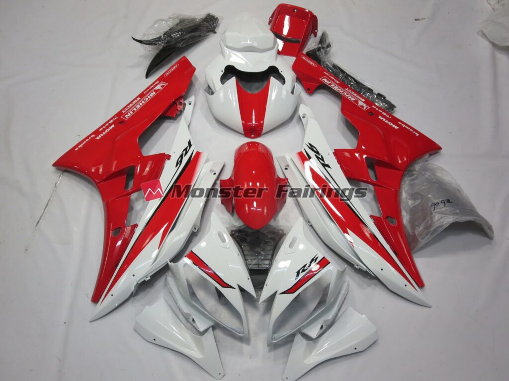 Yamaha R6 2006 - 2007 Red White Style Design ABS fairings - custom motorcycle bodywork kit by Monster Fairings