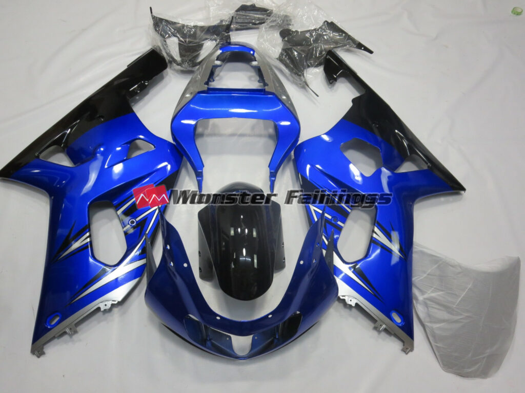 Suzuki GSXR 600 - 750 2001 - 2003 Silver Blue ABS fairings - custom motorcycle bodywork kit by Monster Fairings
