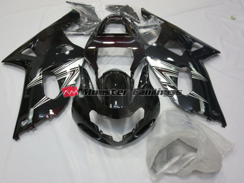 Suzuki GSXR 600 - 750 2001 - 2003 Black Silver ABS fairings - custom motorcycle bodywork kit by Monster Fairings