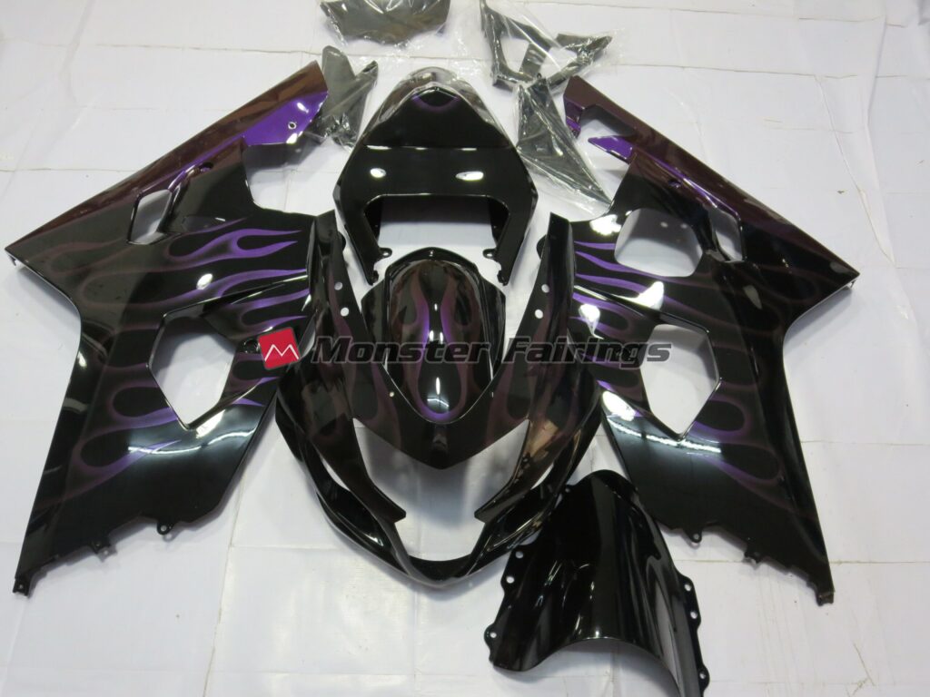 Suzuki GSXR 600 - 750 2004 - 2005 Purple Flame ABS fairings - custom motorcycle bodywork kit by Monster Fairings