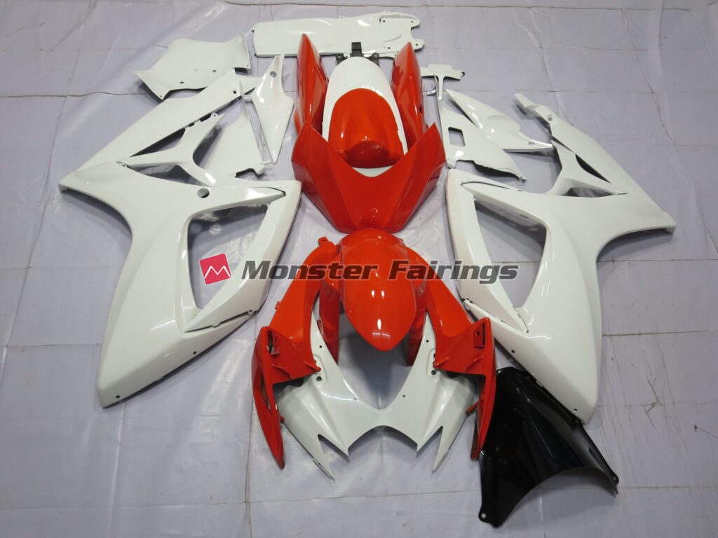 Suzuki GSXR 600 - 750 2006 - 2007 Orange and White ABS fairings - custom motorcycle bodywork kit by Monster Fairings
