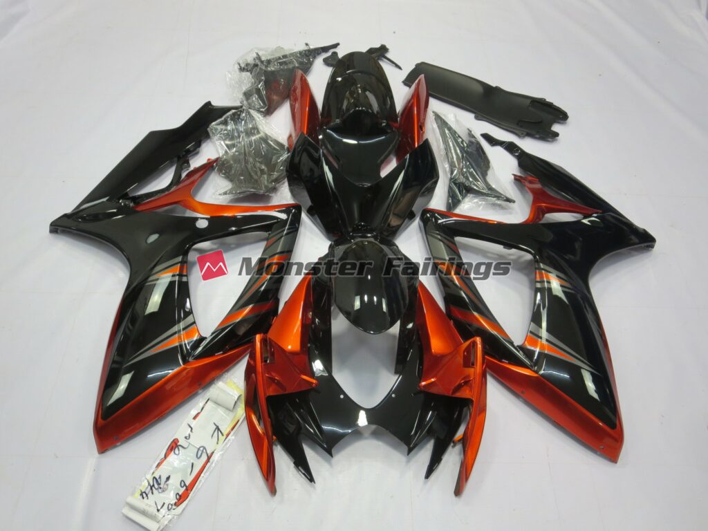 Suzuki GSXR 600 - 750 2006 - 2007 Orange and Black ABS fairings - custom motorcycle bodywork kit by Monster Fairings