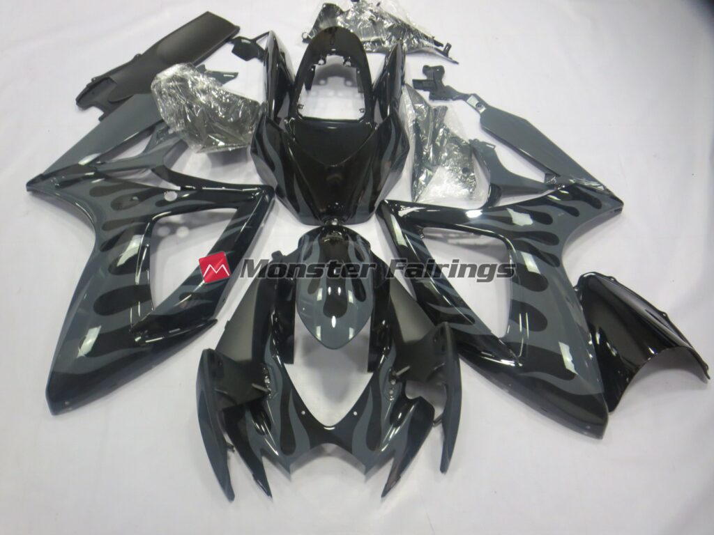 Suzuki GSXR 600 - 750 2006 - 2007 Grey Flame ABS fairings - custom motorcycle bodywork kit by Monster Fairings