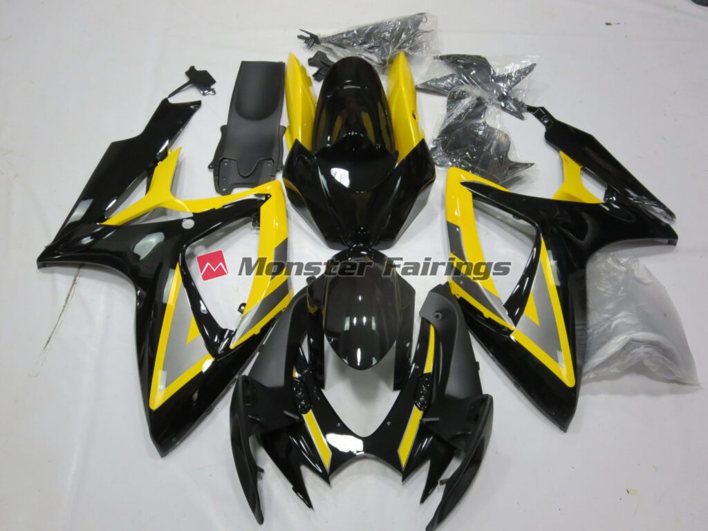 Suzuki GSXR 600 - 750 2006 - 2007 Silver and Black, Yellow ABS fairings - custom motorcycle bodywork kit by Monster Fairings