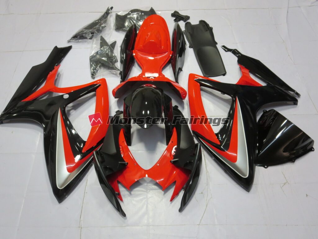 Suzuki GSXR 600 - 750 2006 - 2007 Orange Silver and Black ABS fairings - custom motorcycle bodywork kit by Monster Fairings