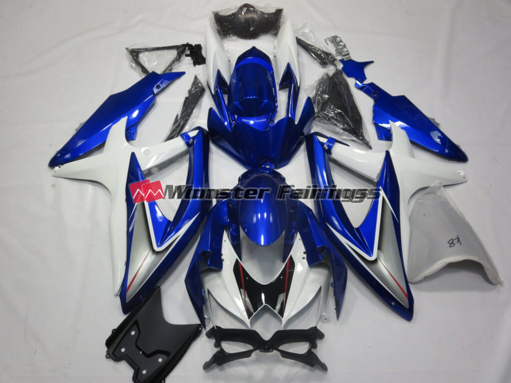 Suzuki GSXR 600 - 750 2008 - 2010 Blue and Silver ABS fairings - custom motorcycle bodywork kit by Monster Fairings