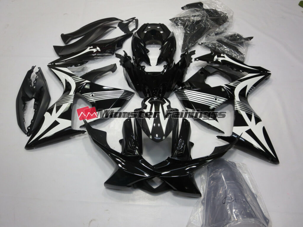 Suzuki GSXR 1000 2009 - 2016 Black and White ABS fairings - custom motorcycle bodywork kit by Monster Fairings
